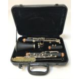 MAUTREAUX CLARINET in five sections with two reed sections, cased
