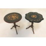 ITALIAN STAINED WALNUT AND MARQUETRY OCCASIONAL TABLE with a circular moulded top inlaid with floral