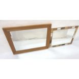 PINE FRAME WALL MIRROR 63.5cm x 89cm, together with an oblong wall mirror 53cm x 73cm (2)
