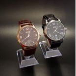 TWO GENTLEMEN'S HUGO BOSS WRISTWATCHES one with brown leather strap and numbered HB.288.1.34.2931,