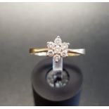 DIAMOND CLUSTER RING on fourteen carat gold shank, the seven diamonds totalling approximately 0.