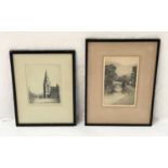 TWO ETCHINGS comprising W Scott, Tron Steeple, 22cm x 16.5cm; and Chas H Clark, The Burn by the