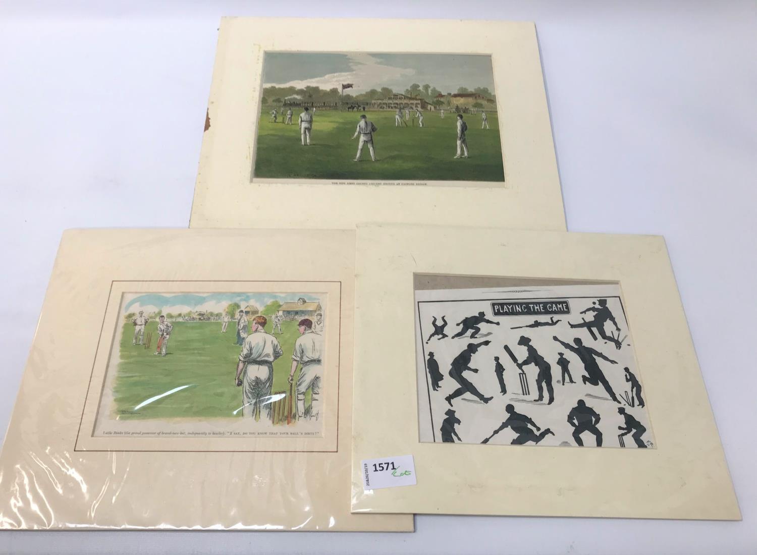 CRICKETING INTEREST a selection of mounted prints depicting moments from the glorious game including - Image 2 of 2