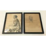 S. J. ROBBINS Sketch from model, depicting a seated lady, pen on paper, signed and dated 1914,