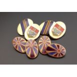 PAIR OF GLASGOW HIGH SCHOOL ENAMEL DECORATED GOLD PLATED CUFFLINKS each cufflink decorated with