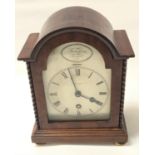 MODERN MAHOGANY CASED MANTEL CLOCK the silver dial marked for Brierley Wood & Co, Glasgow, with