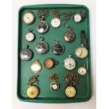 SELECTION OF POCKET WATCHES some with Albert chains, makes including Edward Glasgow, Waltham,
