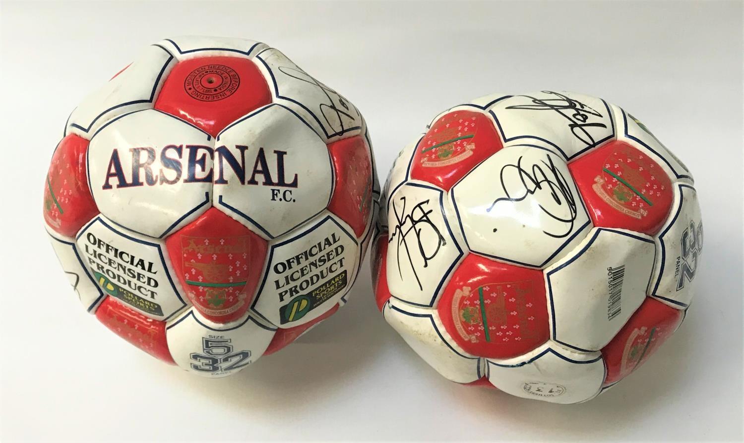 TWO SIGNED ARSENAL FOOTBALLS both with various signatures (2)