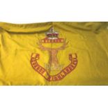 VINTAGE LINEN GORDON HIGHLANDERS FLAG the yellow flag with regimental badge, 75cm x 125cm