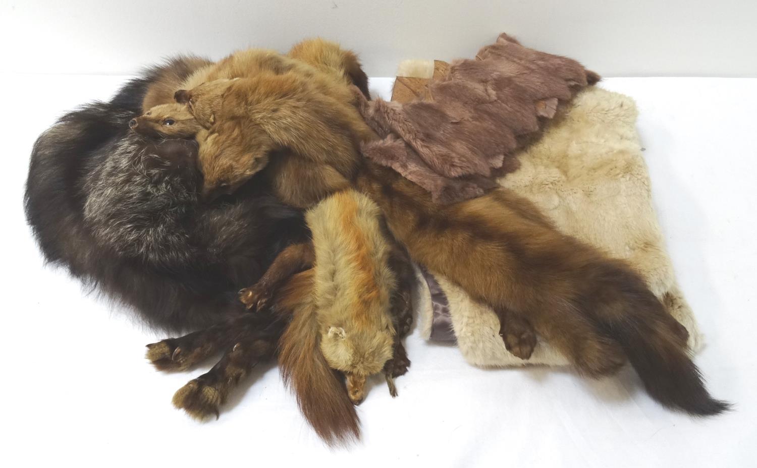 PALE MINK STOLE together with a mink collar and a triple mink collar, and a raccoon stole