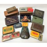 SELECTION OF BOXES AND VINTAGE TINS including various tobacco tins, Capstan Navy Cigarette tin,