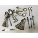 SELECTION OF SILVER FLATWARE including a set of ten Edwardian tea spoons, Edinburgh 1904, set of