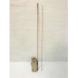 MITRE HARDY NUMBER 5 BAMBOO FISHING ROD in two sections with original Hardy cloth bag, 276cm long