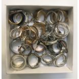 SELECTION OF SILVER AND OTHER RINGS including CZ and stone set examples, 1 box