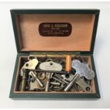 SELECTION OF OLD KEYS AND WINDERS of various sizes and designs, some of the clock keys with maker