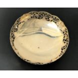 SILVER BON-BON DISH with pierced scroll decorated rim, Sheffield hallmarks for 1946, 16.1cm diameter