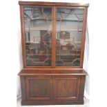 EDWARDIAN MAHOGANY LIBRARY BOOKCASE the upper section with a pair of astragal glazed doors with
