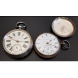 TWO SILVER POCKET WATCHES one open faced example, the dial marked Improved Patent with Roman