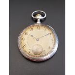 CONTINENTAL SILVER CASED POCKET WATCH the gilt dial with Arabic numerals, subsidiary seconds dial