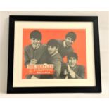 THE BEATLES PARLOPHONE RECORDS FRAMED PRINT the four band members against a bright orange