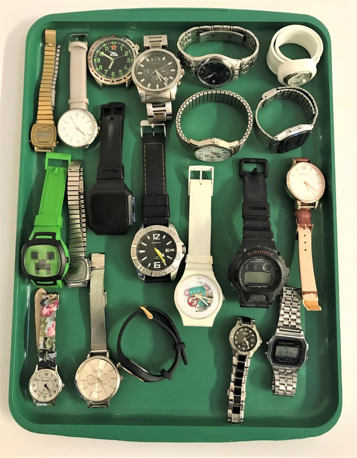 SELECTION OF LADIES AND GENTLEMEN'S WRISTWATCHES including Casio, Armani Exchange, Ellesse,