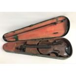 VINTAGE VIOLIN with a two piece back, 35cm, marked internally Alexander J. McLeod, together with a