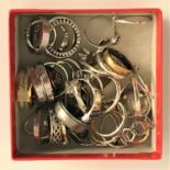 SELECTION OF SILVER AND OTHER RINGS including CZ and stone set examples, 1 box