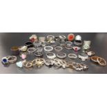 SELECTION OF SILVER AND OTHER RINGS including gem, stone and paste set examples, 1 box