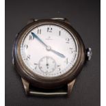 GENTLEMAN'S OMEGA WRISTWATCH circa 1915, the white enamel dial with Arabic numerals and subsidiary