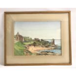 ALEXANDER ADAM (SCOTTISH), The Castle, St Andrews, watercolour, signed, mounted, framed and under