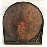 VINTAGE CONEY OAK BAGATELLE BOARD of shaped outline with original metal balls, 74cm high