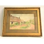 MARGARET KIPPEN STRANG Village cottage, watercolour, signed and dated 1906, 25cm x 37.5cm