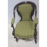 A 19th CENTURY MAHOGANY ARMCHAIR,