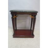 AN EMPIRE DESIGN MAHOGANY AND PARCEL GILT CONSOLE TABLE,