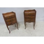 A PAIR OF CONTINENTAL WALNUT END TABLES,