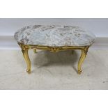 A CONTINENTAL GILTWOOD COFFEE TABLE,