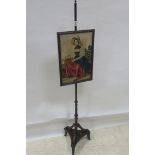 A 19th CENTURY MAHOGANY FIRE SCREEN,