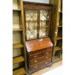 A GEORGE III MAHOGANY BUREAU BOOKCASE,