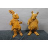 A PAIR OF CAST IRON FIGURES MODELLED AS MR RATTY AND MR RABBIT 46cm high