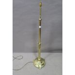 A 19th CENTURY BRASS TELESCOPIC STANDARD LAMP,