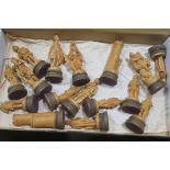 A WOODEN SET OF CHESS MEN,