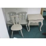 A GREY PAINTED SIDE TABLE, of serpentine outline with a frieze drawer on carved legs,