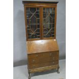 A CHIPPENDALE DESIGN MAHOGANY BUREAU BOOKCASE,