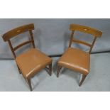 A SET OF SIX SHERATON DESIGN MAHOGANY AND SATINWOOD INLAID DINING CHAIRS,
