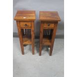 A PAIR OF HARDWOOD PEDESTALS,