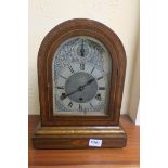 A 19th CENTURY OAK AND KINGWOOD INLAID CASED BRACKET CLOCK,