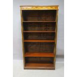 A ROSEWOOD AND SATINWOOD INLAID FIVE TIER OPENFRONT BOOKCASE,