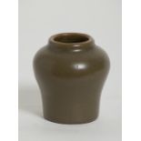 A CHINESE TEA GREEN GLAZED JAR, 19th / 20th CENTURY, of short globular outline, with short neck,