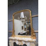 A VICTORIAN DESIGN GILT FRAME OVERMANTLE MIRROR,