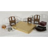 A MISCELLANEOUS COLLECTION, to include a miniature three piece furniture suite,